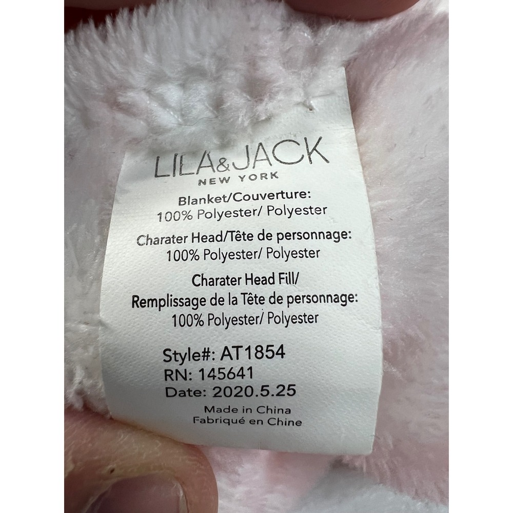 Lila & Jack Pink White Plaid Lamb Plush Baby Security Blanket Lovey AT1854 - Picture 3 of 5